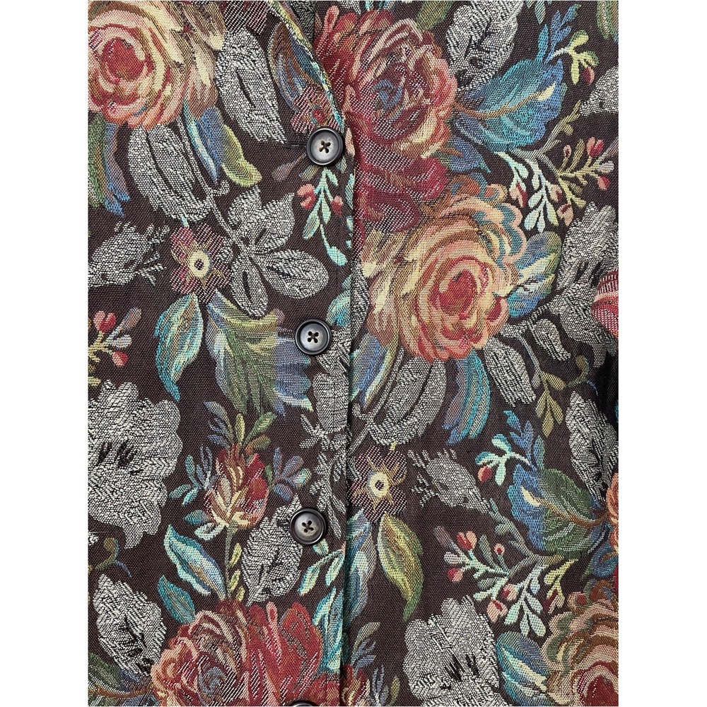Coldwater Creek PM Tapestry Floral Jacket Blazer Cottagecore Artsy Boho Brown - Picture 5 of 9